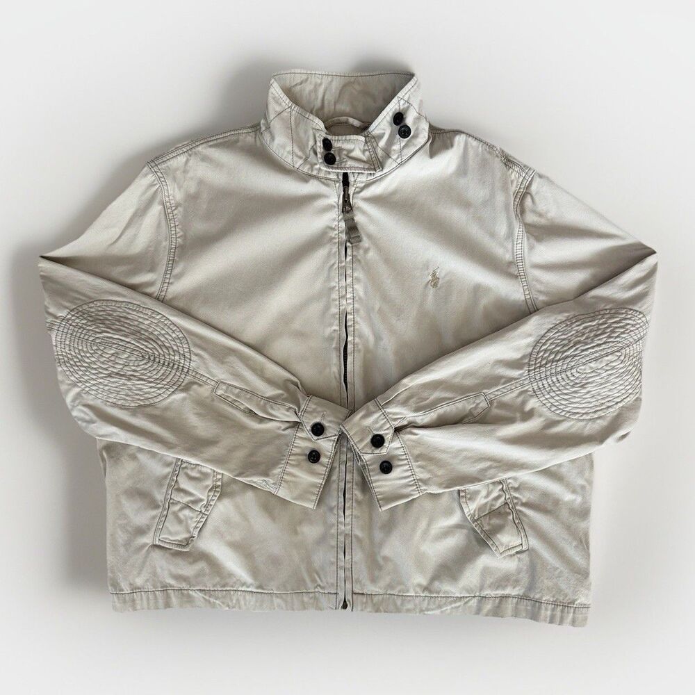 Vintage Polo Ralph Lauren Cotton Jacket Elbow Patch Full Zip XXL Old Money